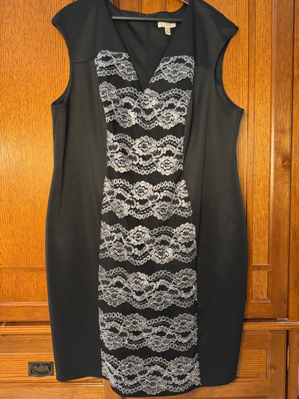Dress Barn Sleeveless Midi Dress Lace Front Panel Evening Cocktail Party Sheath